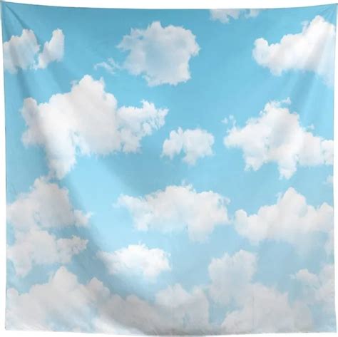 Allenjoy 8x8ft Fabric Blue Sky White Cloud Backdrop For Newborn Spring