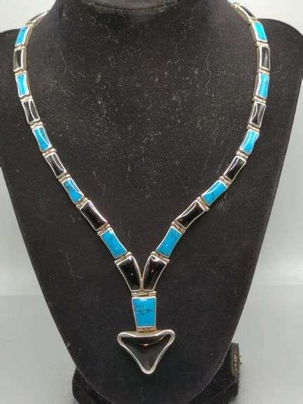 Silver Turquoise Black Onyx Necklace Isabell Auction