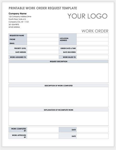 Job Order Templates 15 Free Printable Word Excel And Pdf Formats