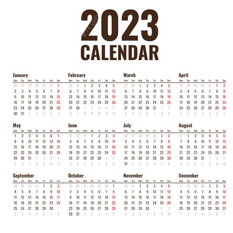Calendário Simples 2023 Calendário Minimalista Png Calendário 2023