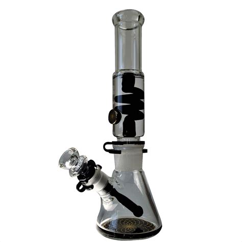 12 Inch Freezable Glass Coil Bong With Black Accents Glass City Pipes