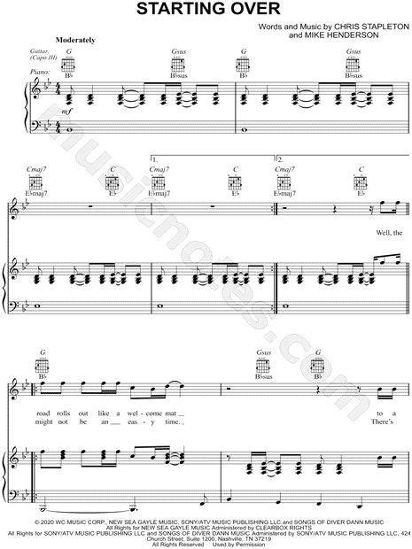 Learn to play guitar by chord / tabs using chord diagrams, transpose the key, watch video lessons and much more. Chris Stapleton "Starting Over" Sheet Music in Bb Major ...