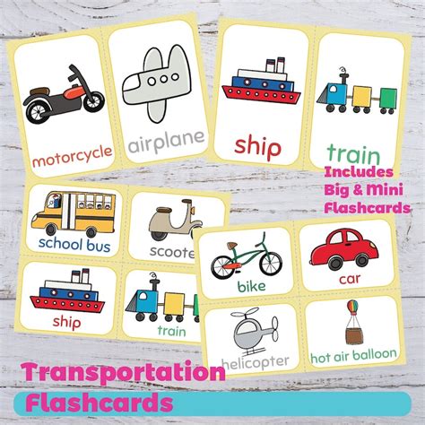 Transportations Flashcards Learning Resources Preschool Etsy