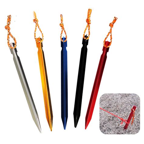 10pcs Aluminum Alloy Tent Stakes Pegs Mini Camping Hiking Trident Stake