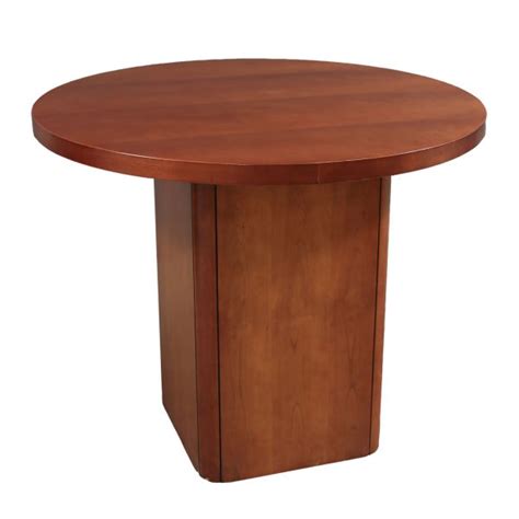 Steelcase Used 36 Inch Round Veneer Conference Table Walnut National