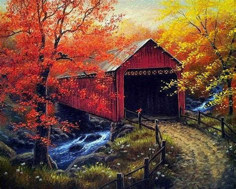 Pin By Phyllis Samons On Fall Arrivals Covered Bridge Painting