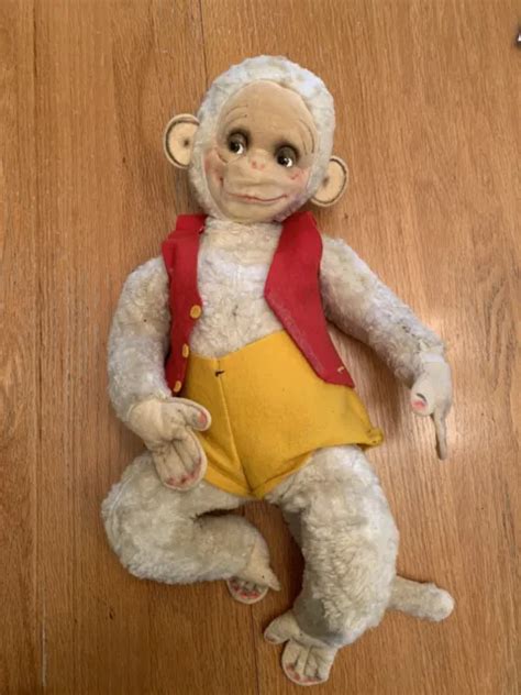 Vintage Knickerbocker Mohair Monkey Plush Felt Face And Organ Grinder