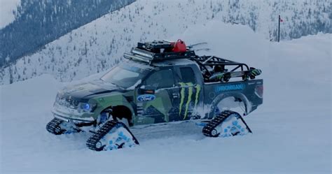 Bonus Footage Of Ken Blocks Ford Raptortrax Snow Stunts Is Crazy