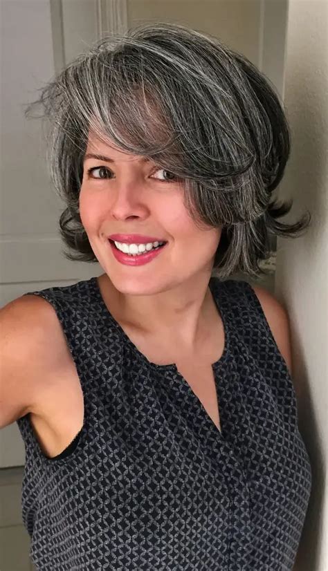 Wavy Gray Bob Hairstyles With Bangs Women Over 50 Short Hairstyles 2018