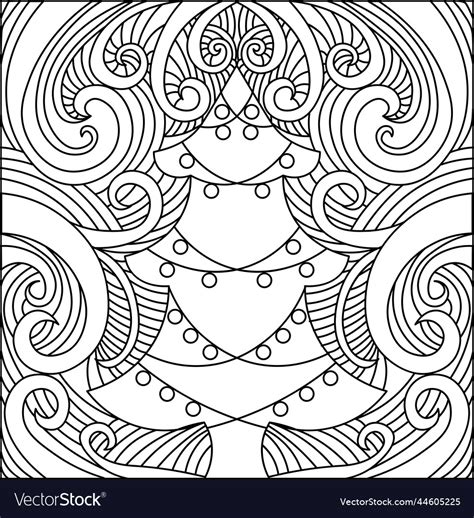 Christmas coloring book tree coloring Royalty Free Vector