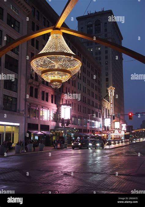 Playhouse Square In Downtown Cleveland With Iconic Chandelier Above