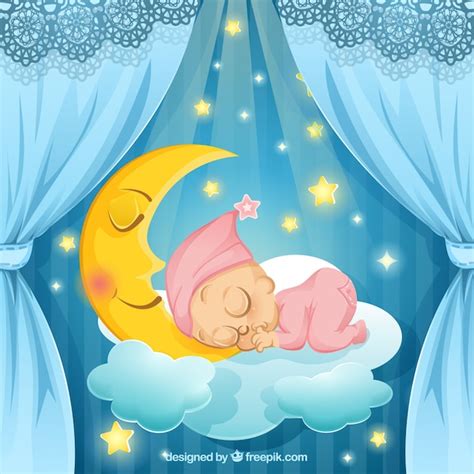 Free Vector Sleeping Baby Illustration