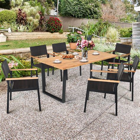 Buy Gymax 7 Pieces Patio Garden Dining Set Outdoor Dining Furniture Set