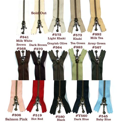 Ykk Metal Zippers For 10 Ykk Antique Brass Zippers Etsy