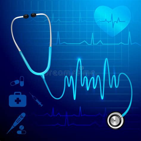 Heartbeat On Blur Stethoscope With Red Heart Background Health Stock