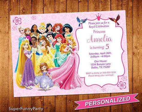 Invitación Princesa Disney Disney Princesa Cumpleaños Invitaciones De Princesas Disney