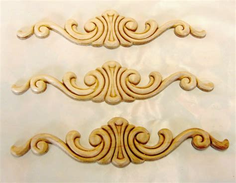 6 Onlays Appliques Wood Embossed Trims Ornaments Pediments