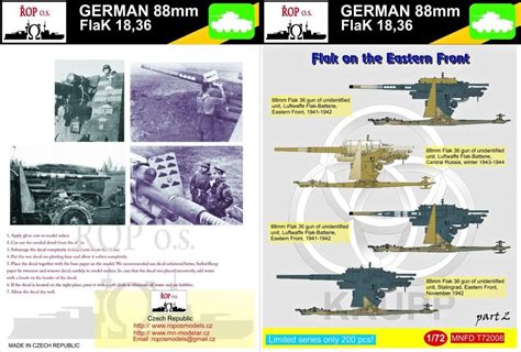 Modelimex Online Shop 172 Decals German 88mm Flak 1836 Part 2