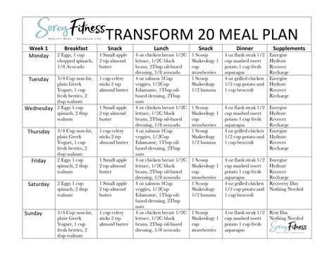 Transform 20 Meal Plan A Healthy Meal Plans Diet Meal Plans Keto Meal Plan Meal Prep Shred