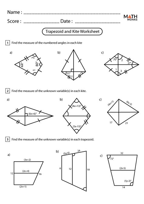 42 Geometry Worksheet Kites And Trapezoids Worksheet Online