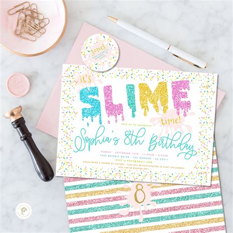 SLIME invitation | Slime Birthday Invitation | Slime Party invitation | Double Dare invitation ...