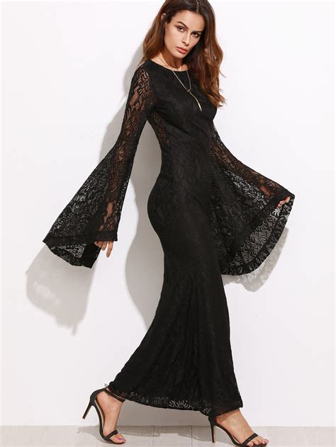 oversized bell sleeve floral lace dress shein sheinside