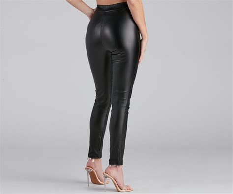 high waist faux leather skinny pants and windsor