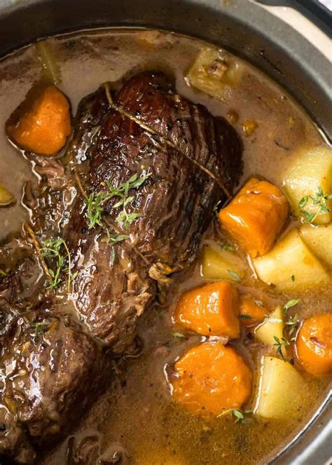 A whole chicken roasted in the oven or a whole chicken slow cooked in the crockpot? Slow Cooker Beef Pot Roast | RecipeTin Eats