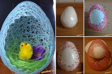 The simplicity of the design makes this basket especially versatile and the understated pastel color is downright dreamy. DIY Thread Easter Egg Basket | Home Design, Garden ...