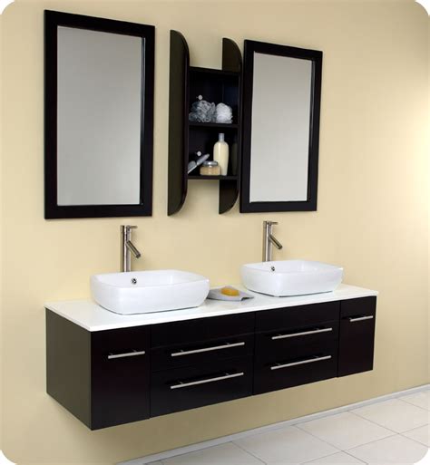 Fvn8042bw 59 w x 18 7/8 d x 21 5/8 h senza collection 59" Bellezza Double Vessel Sink Vanity - Espresso ...