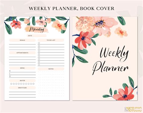 Weekly Planner Printable Floral Weekly Schedule To Do List Etsy