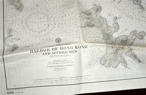 1949 Map Of Hong Kong Harbor Maritime Map Updated 1964 Collectors