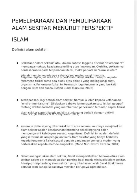 Pdf Pemeliharaan Dan Pemuliharaan Alam Sekitar Menurut Perspektif Islam Dokumen Tips