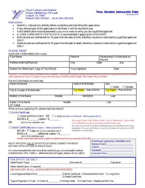 Texas Vital Records Application Form Fill Out Sign Online And