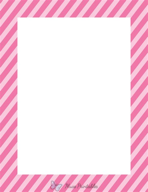Printable Pink Diagonal Striped Page Border