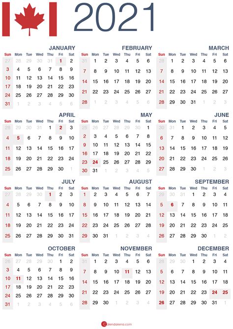 2021 Canadian Calendar Printable Free 2021 Calendar Canada With