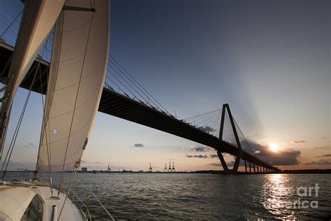 Sunset Over The Cooper River Bridge Charleston Sc Photograph By Dustin