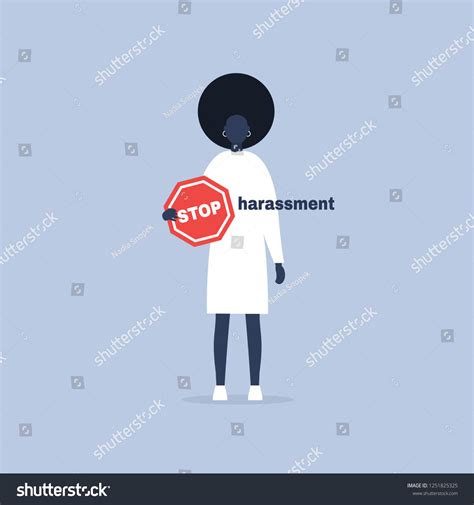 Stop Harassment Conceptual Illustration Young Black เวกเตอร์สต็อก