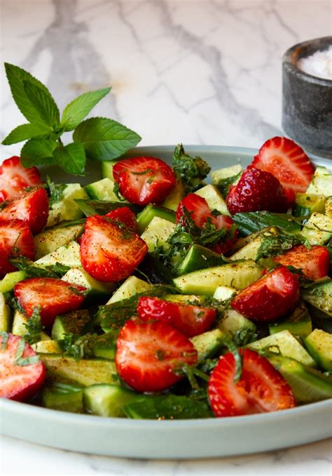 Strawberry Cucumber Salad A Cooling Antidote For The Heat Vegetarian Recipes For Mindful