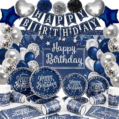 Buy Navy Blue And Silver Birthday Decorations Birthday Party Supplies