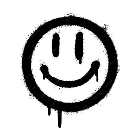 Premium Vector Graffiti Smiling Face Emoticon Sprayed Isolated On