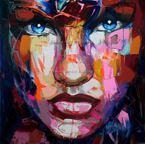 Potret Pisau Palet Abstrak Modern Wanita Lukisan Wajah Akrilik Seni My Xxx Hot Girl