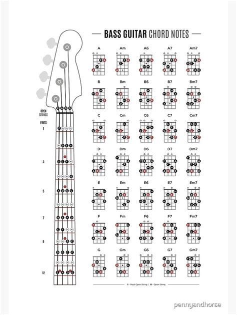 Bass Guitar Chord And Fretboard Notes Poster For Sale By Pennyandhorse