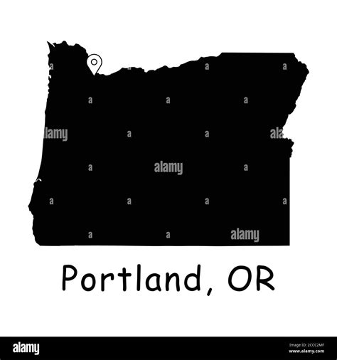 Portland On Oregon State Map Detailed Or State Map With Location Pin