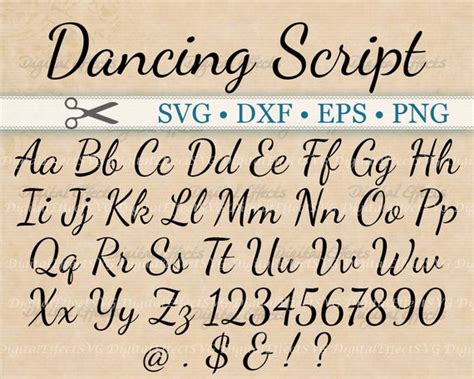 Dancing Script Calligraphy Font Monogram Svg, Dxf, Eps ... 1 2 3 4 5 6 7 8 9 10.