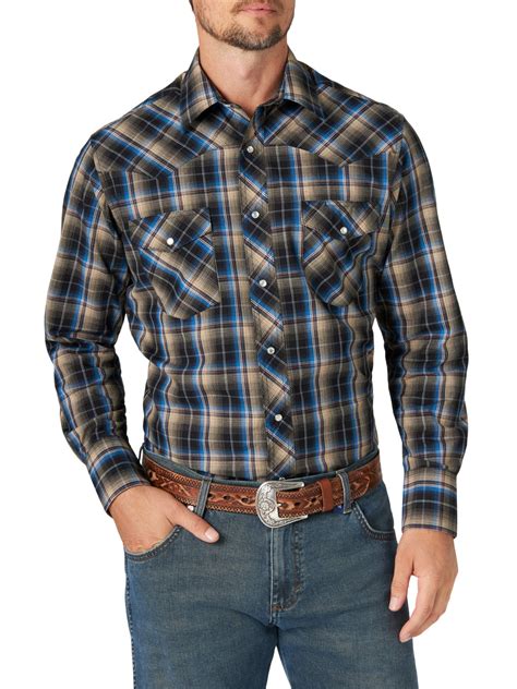 Wrangler - Wrangler Men's Long Sleeve Western Shirt - Walmart.com 