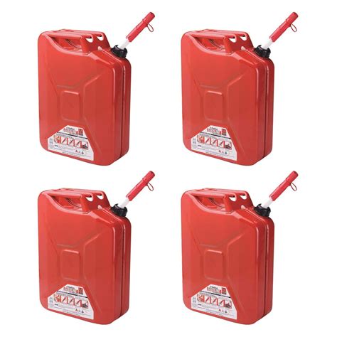 Midwest Can Company 5 Gallon Metal Gas Can With Quick Flow Spout Red