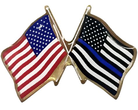 Thin Blue Line And American Flag Crossed Lapel Pin