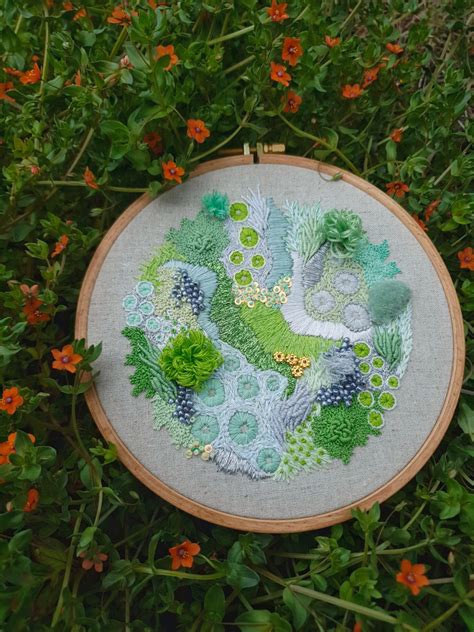 Canadian Artist Embroiders The Organic Textures Of Moss Lichen Coral