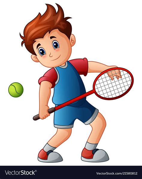 Cartoon Boy Playing Tennis Royalty Free Vector Image Cartoon Boy